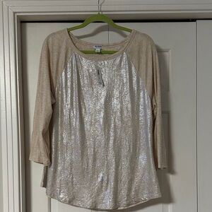 Old Navy Silver and Tan Long Sleeve Top